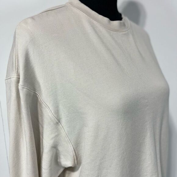 Nike Yoga Luxe Fleece Crew Long Sleeve Top Women’s Sz S Modal Tan Oversized - Picture 2 of 14